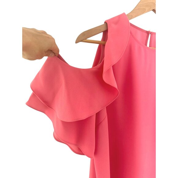 Kate Spade Cold Shoulder Shift Dress Petunia Pink Coral‎ Size Large Summer Party - Picture 8 of 12